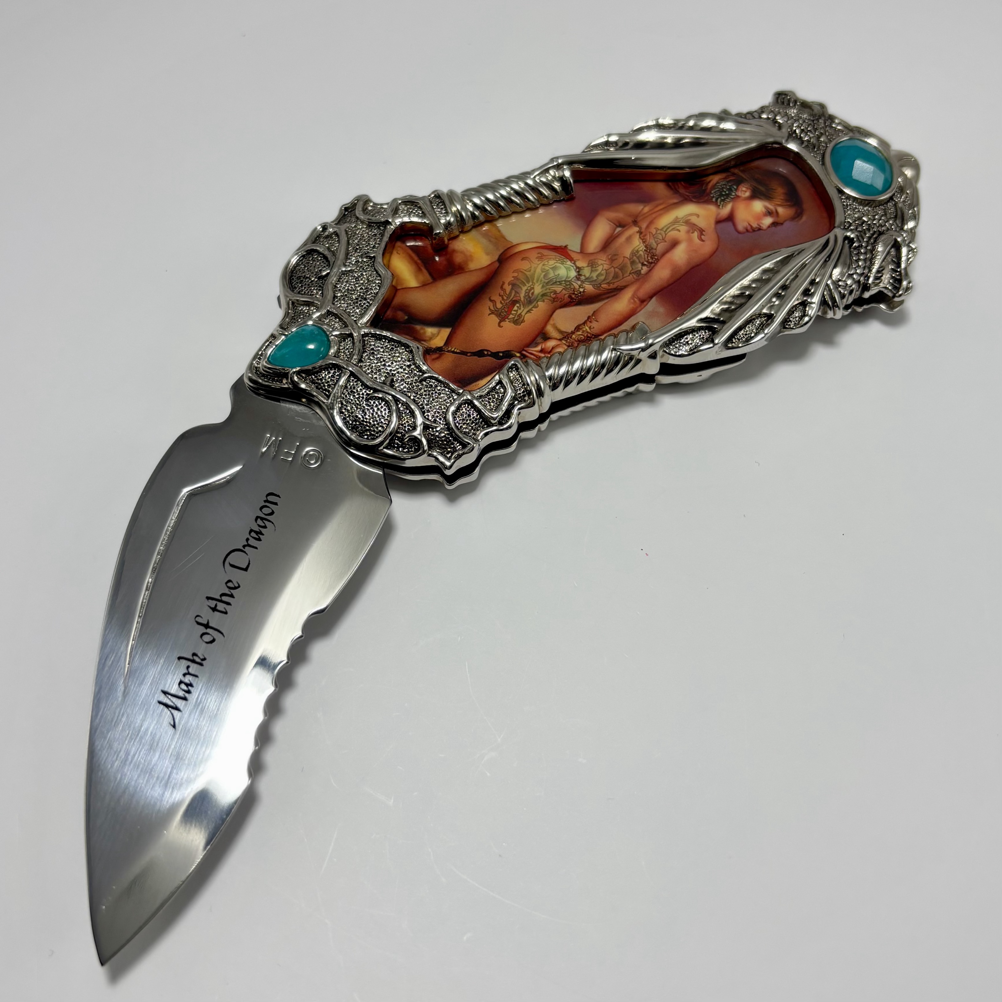 Fantasy Knife - Tattooed Woman Blue